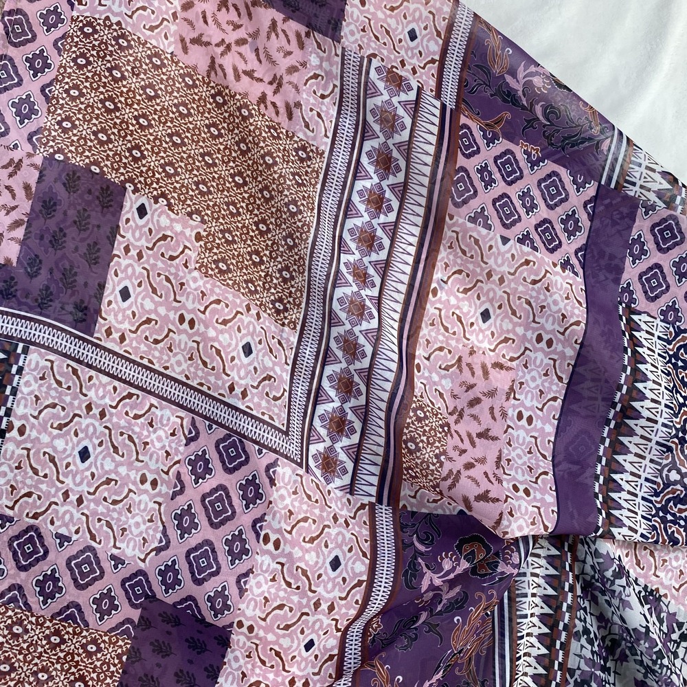 Kimono Women Sz 6X Pink Mixed Print Lightweight Sheer Swim Cover Up Boho - Picture 6 of 8